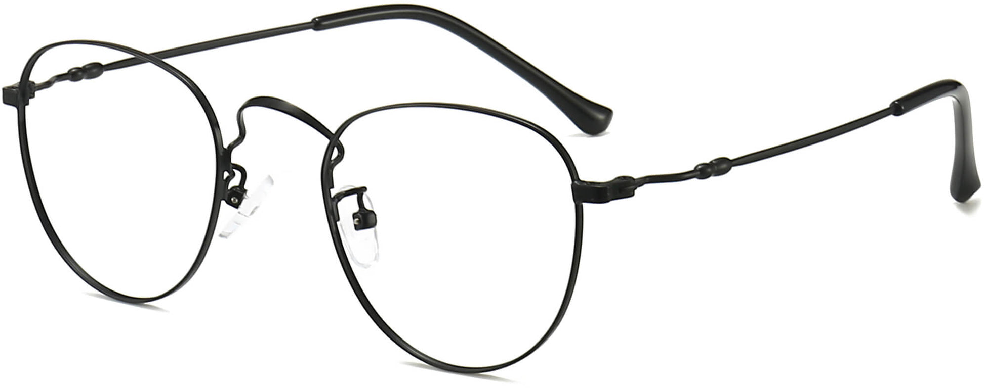 Conrad Round Black Eyeglasses from ANRRI, angle view