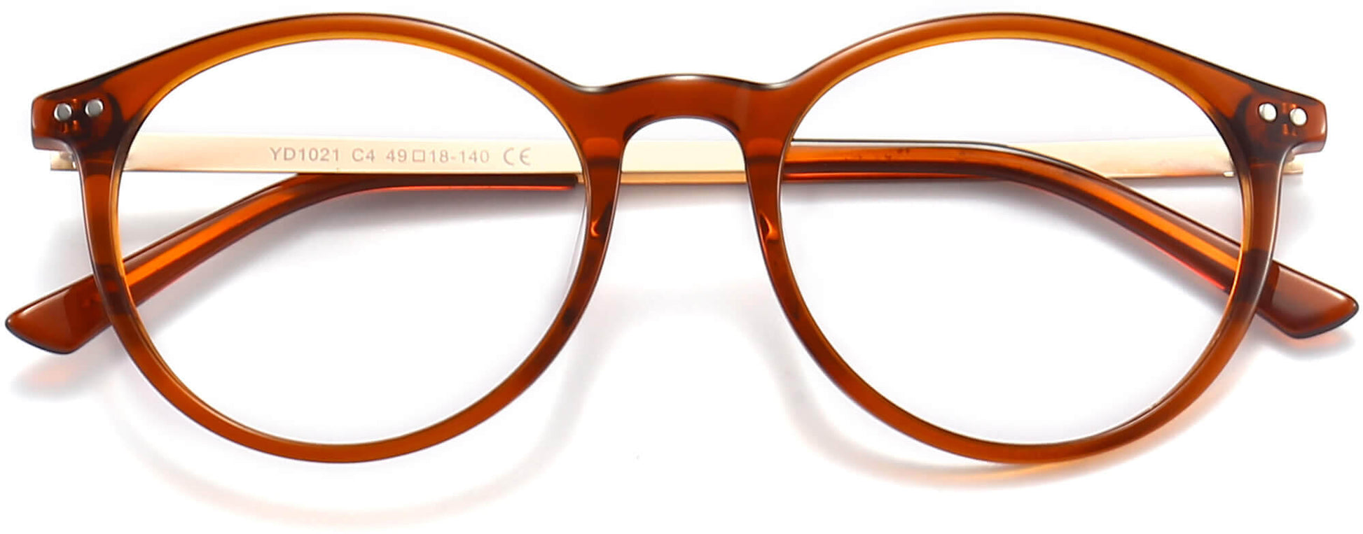 Dallas Round Brown Eyeglasses from ANRRI, closed view