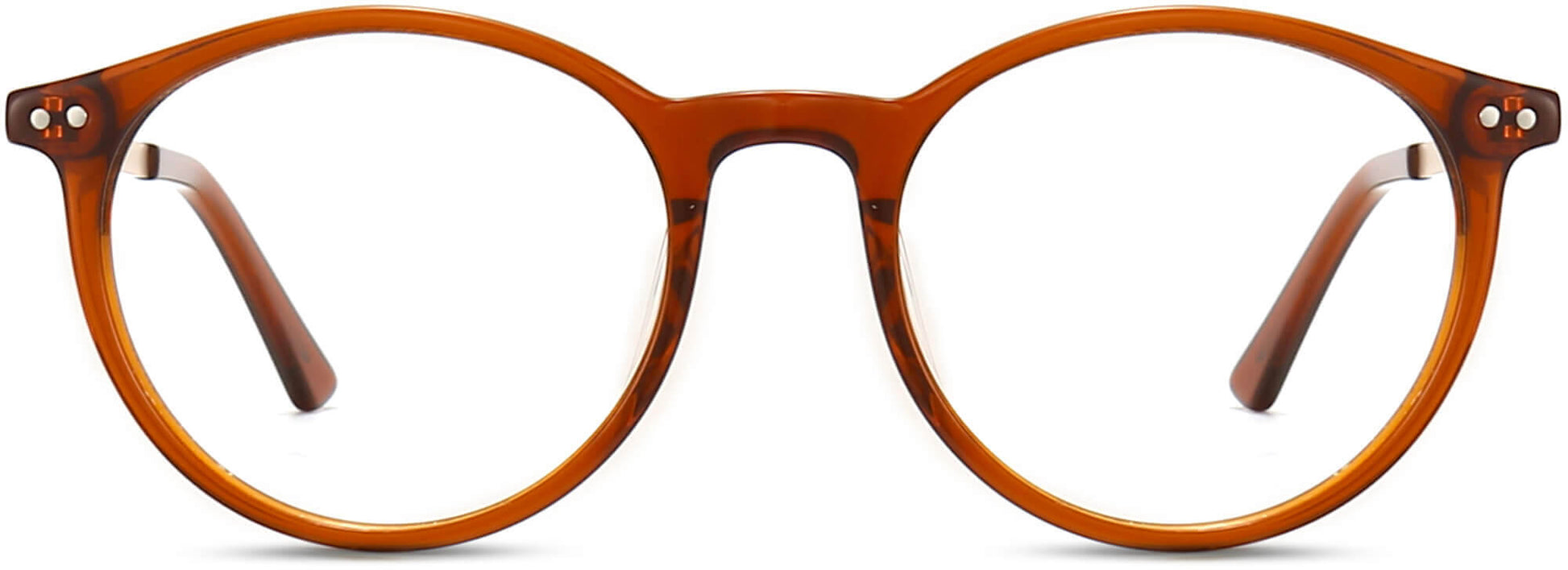 Dallas Round Brown Eyeglasses from ANRRI, front view