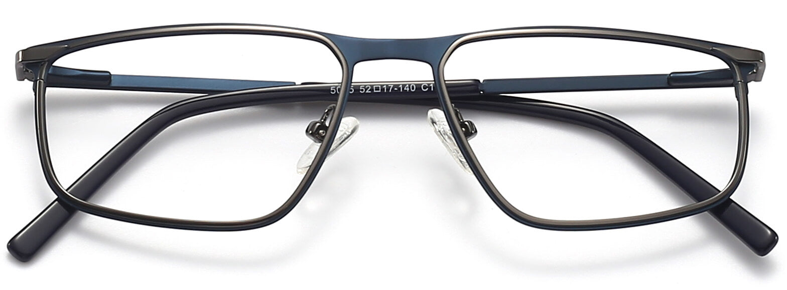 Darren Rectangle Blue Eyeglasses from ANRRI, closed view