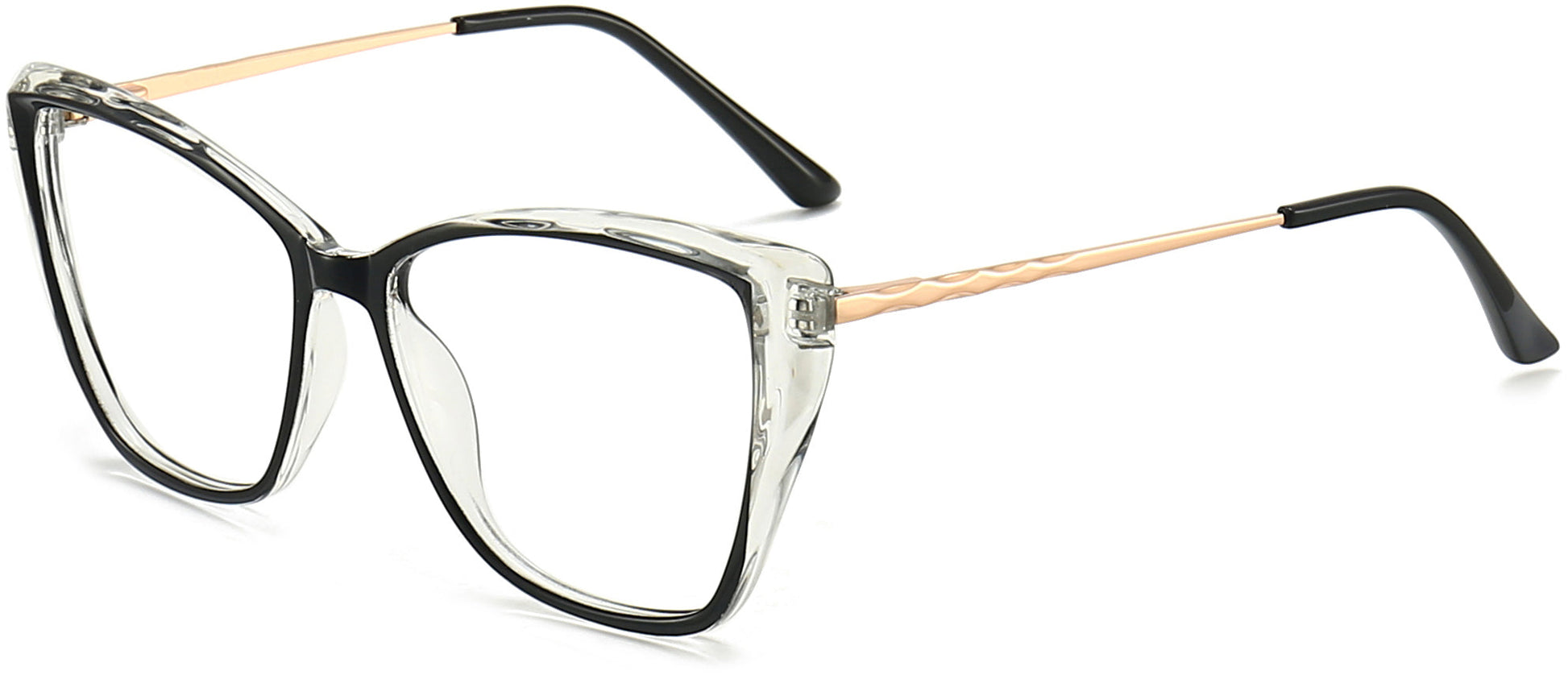 Dayana Cateye Black Eyeglasses from ANRRI, angle view