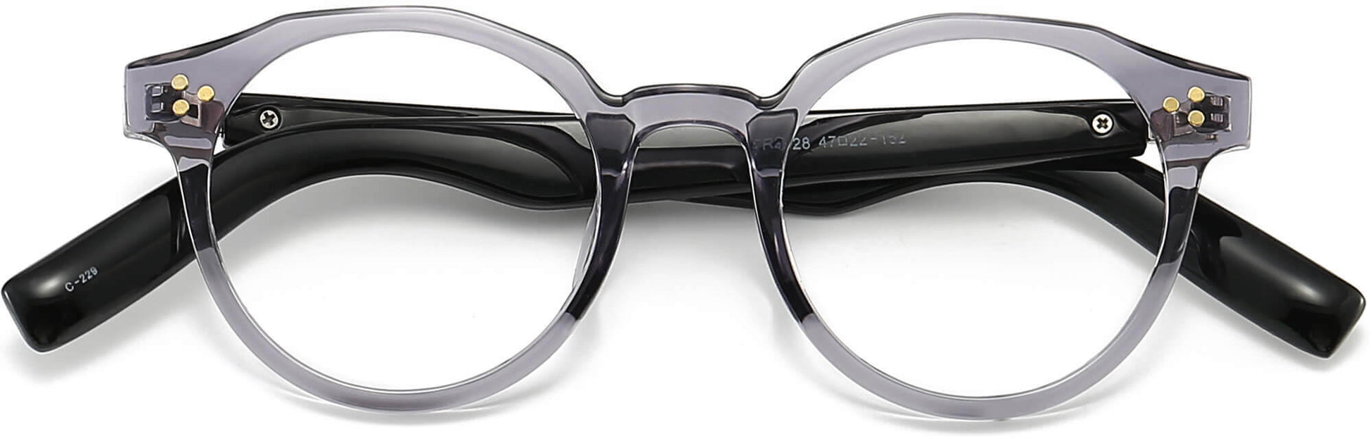 Dense Geometric Gray Eyeglasses from ANRRI, closed view
