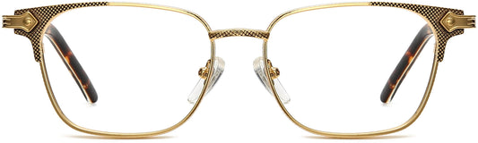 Devin Square Gold Eyeglasses from ANRRI, front view