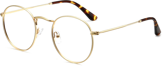 Dominic Round Gold Eyeglasses from ANRRI, angle view