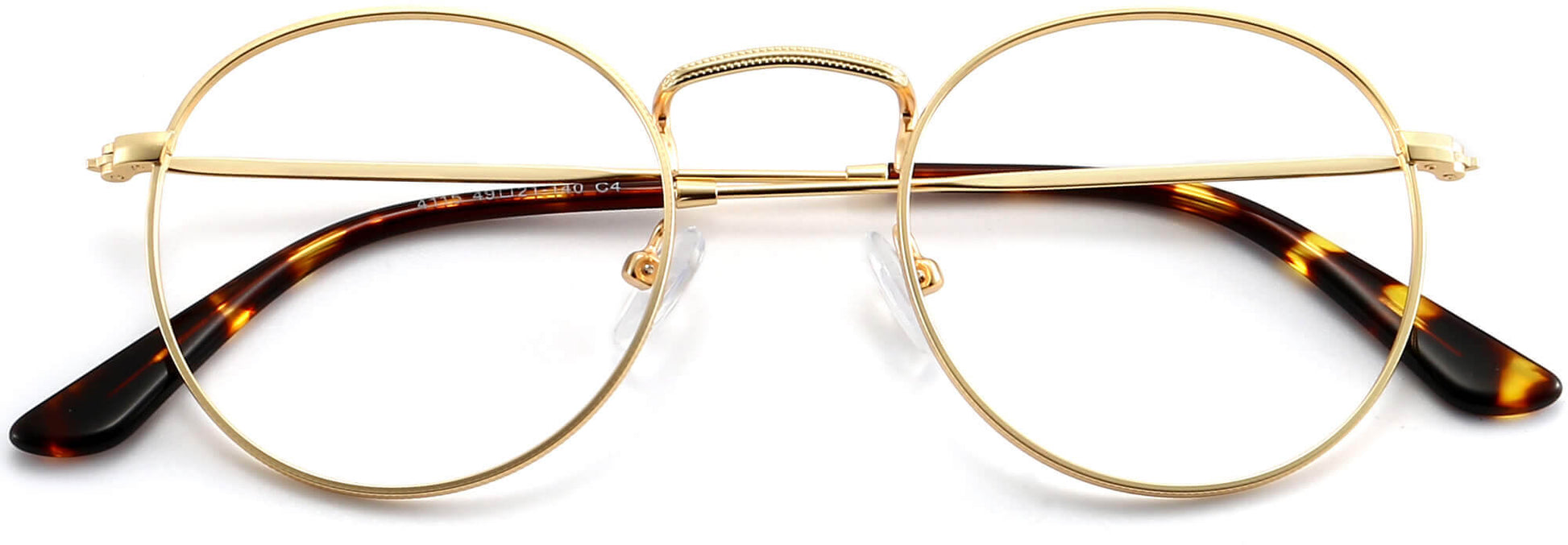 Dominic Round Gold Eyeglasses from ANRRI, closed view