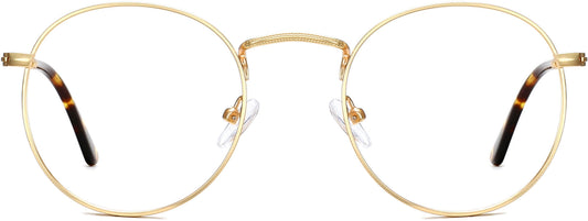 Dominic Round Gold Eyeglasses from ANRRI, front view