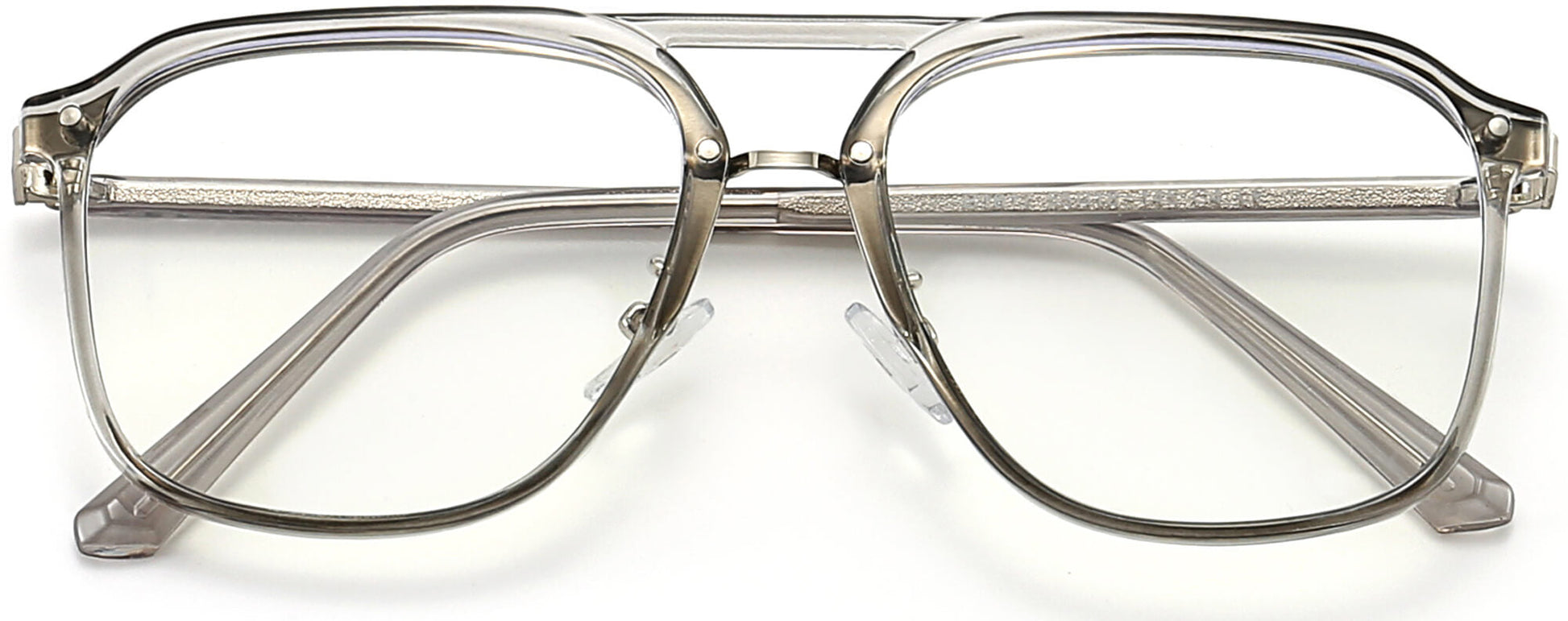 Donovan Square Gray Eyeglasses from ANRRI, closed view