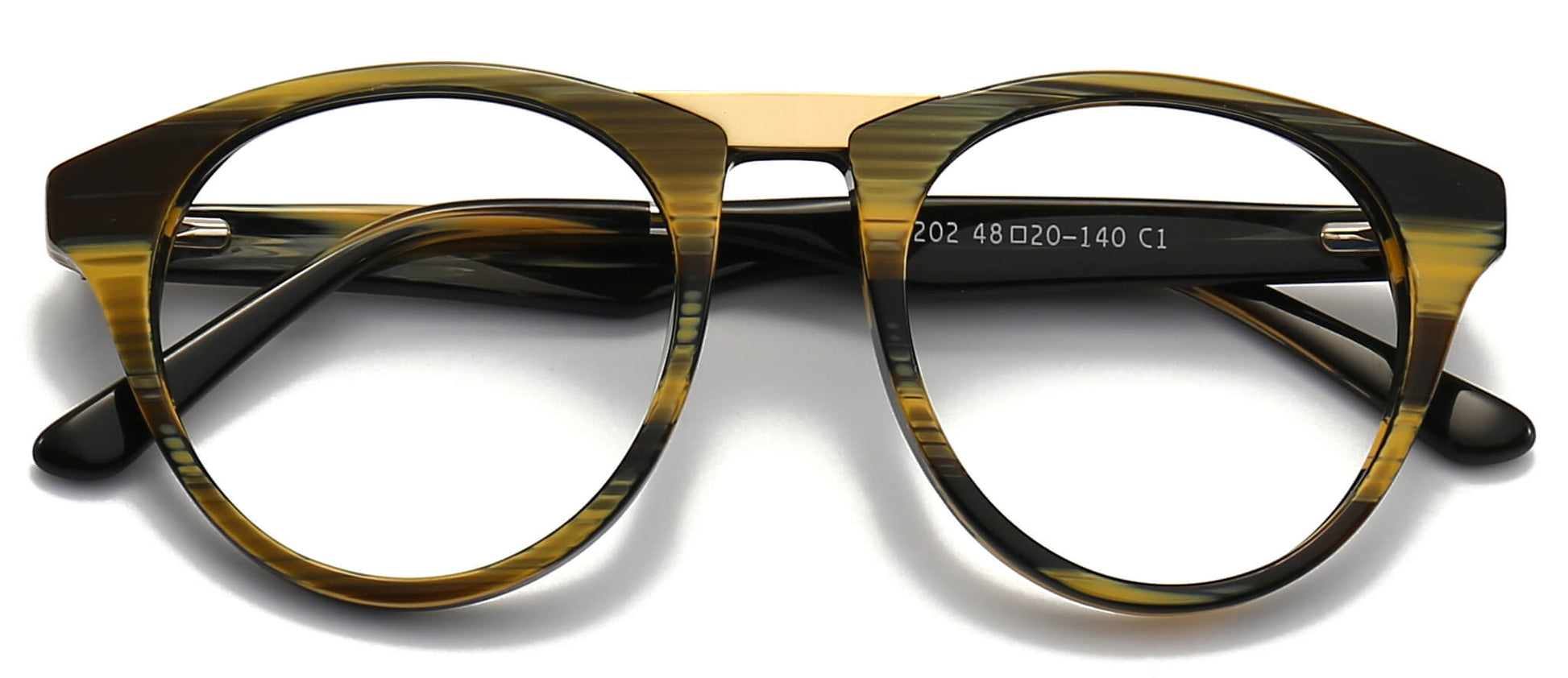 Douglas Round Tortoise Eyeglasses from ANRRI, closed view