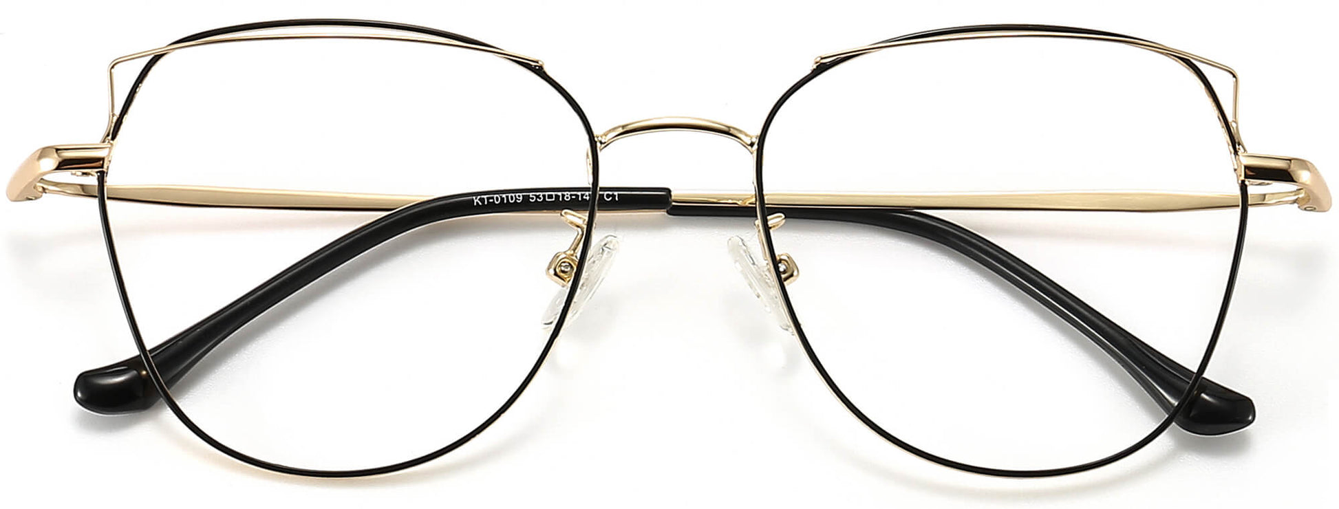 Dream Cateye Gold Eyeglasses from ANRRI, closed view