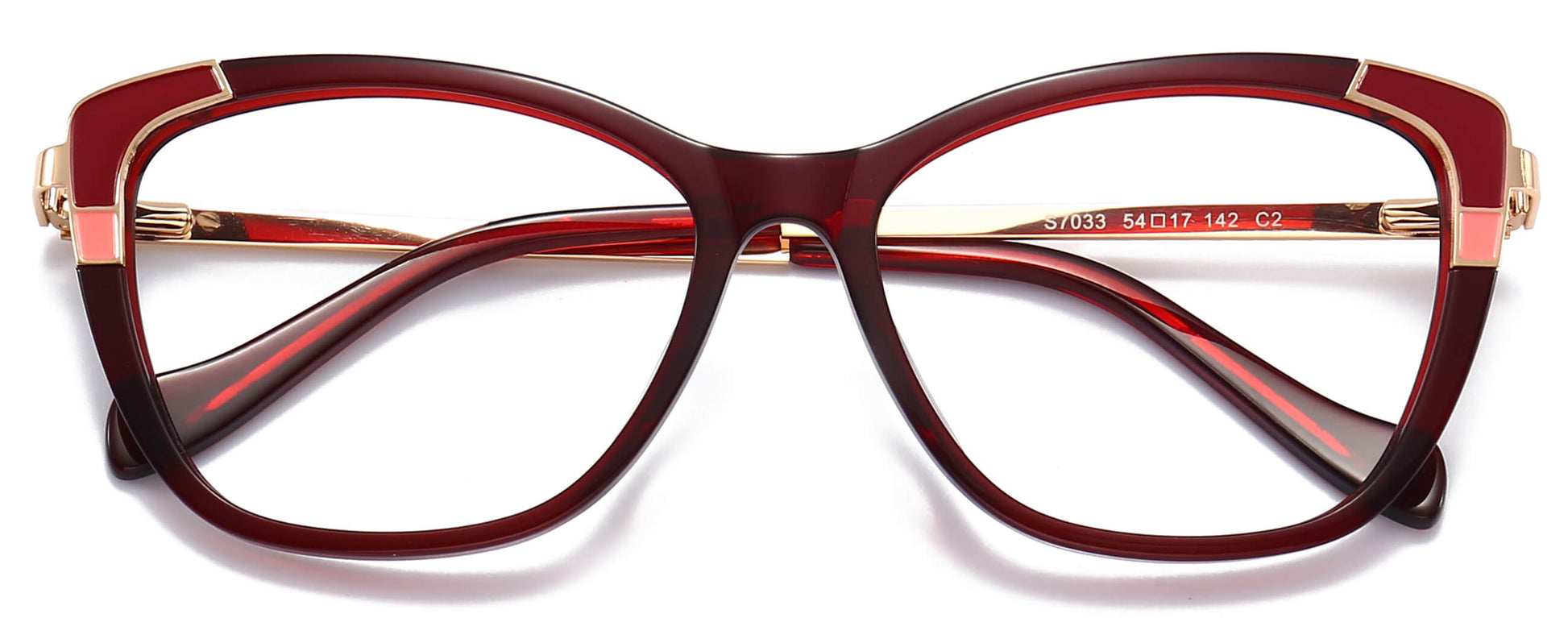 Dulce Cateye Red Eyeglasses from ANRRI, closed view