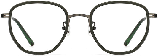Edgar Geometric Green Eyeglasses from ANRRI, front view