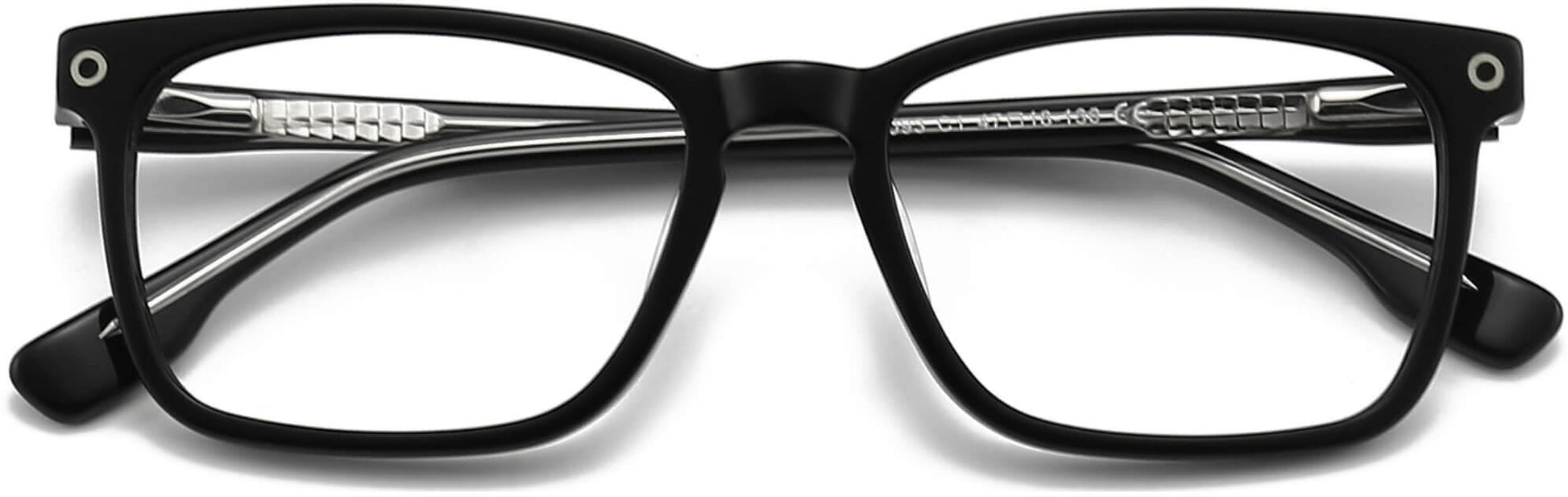 Eliana Square Black Eyeglasses from ANRRI, closed view