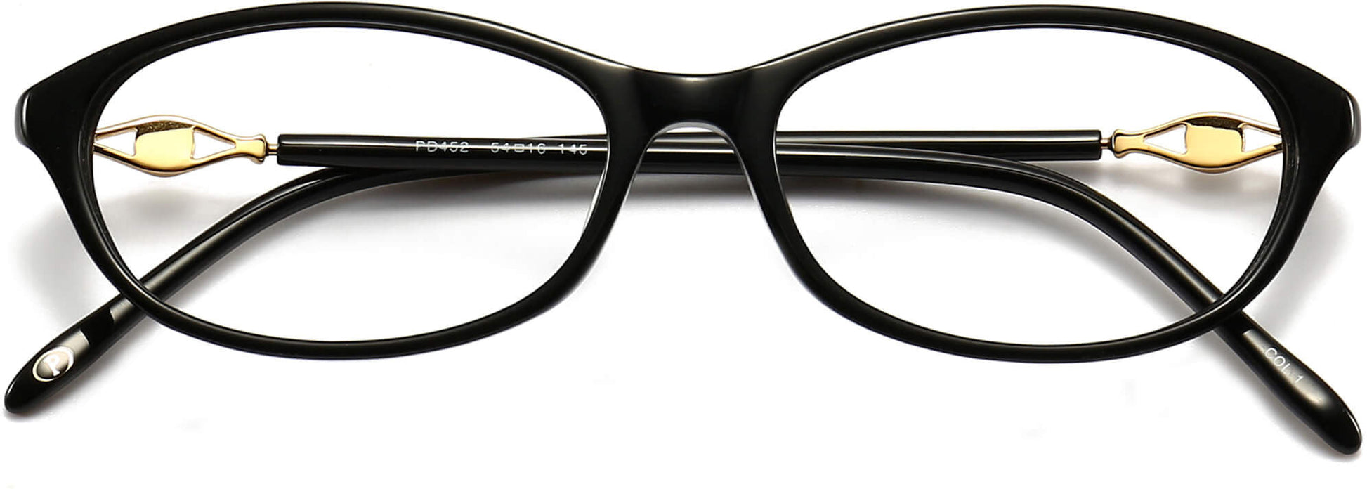 Ellis Cateye Black Eyeglasses from ANRRI, closed view