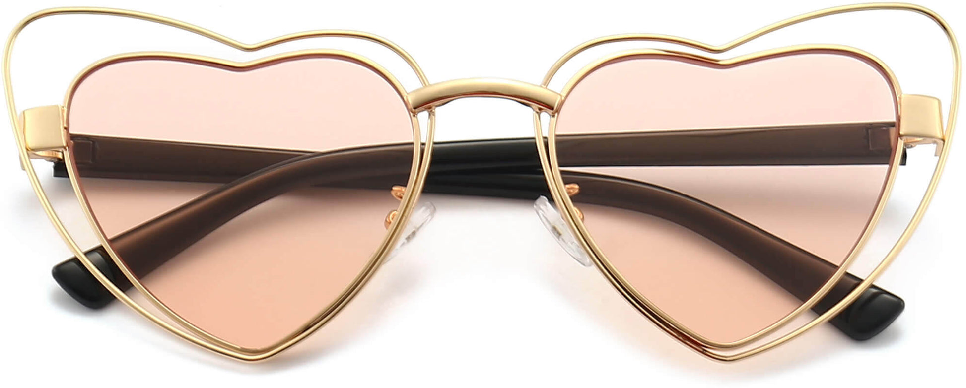 Eloise Gold Stainless steel Sunglasses from ANRRI, closed view