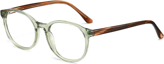 Elora Round Green Eyeglasses from ANRRI, angle view
