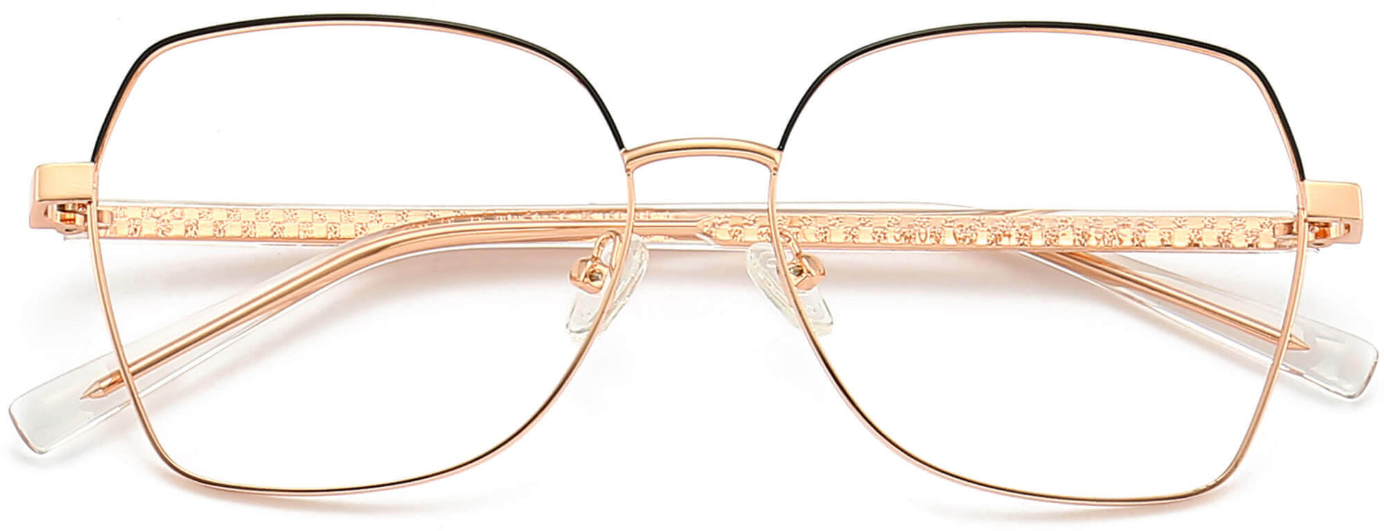 Emely Geometric Gold Eyeglasses from ANRRI, closed view