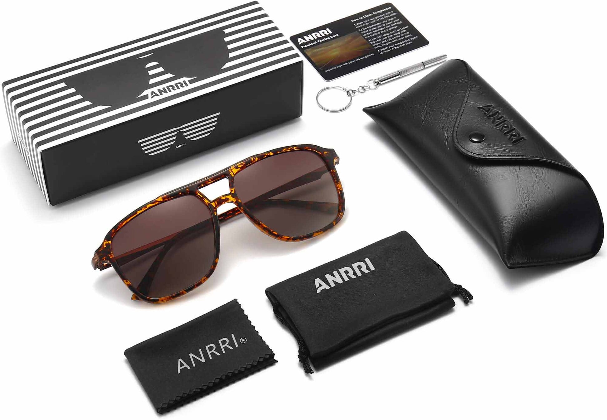 Emerson Tortoise Plastic Sunglasses with Accessories from ANRRI