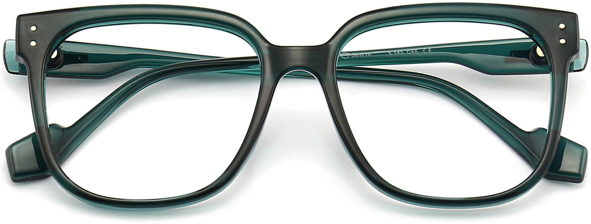 Erin Square Green Eyeglasses from ANRRI, closed view
