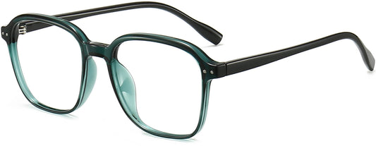 Ermias Square Green Eyeglasses from ANRRI, angle view