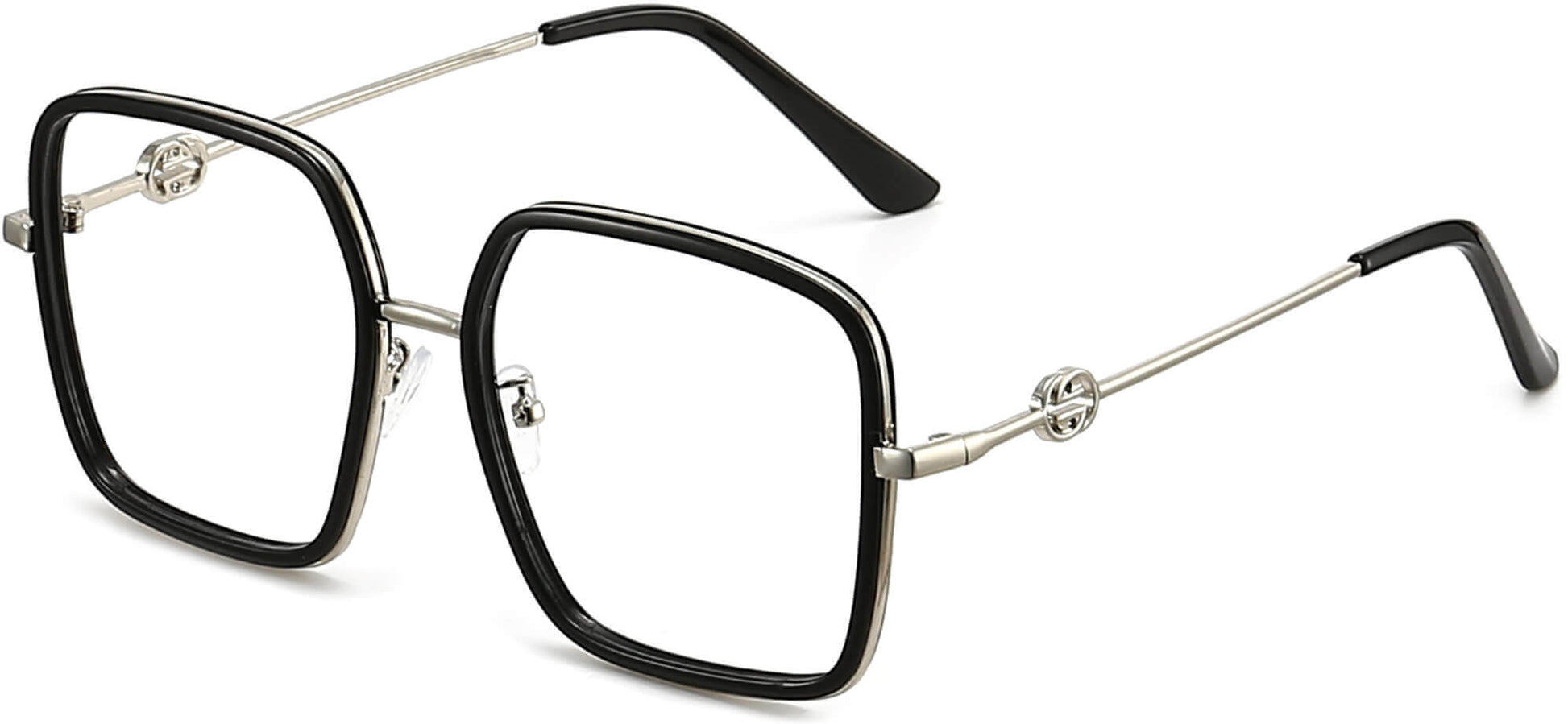 Esme Square Black Eyeglasses from ANRRI, angle view