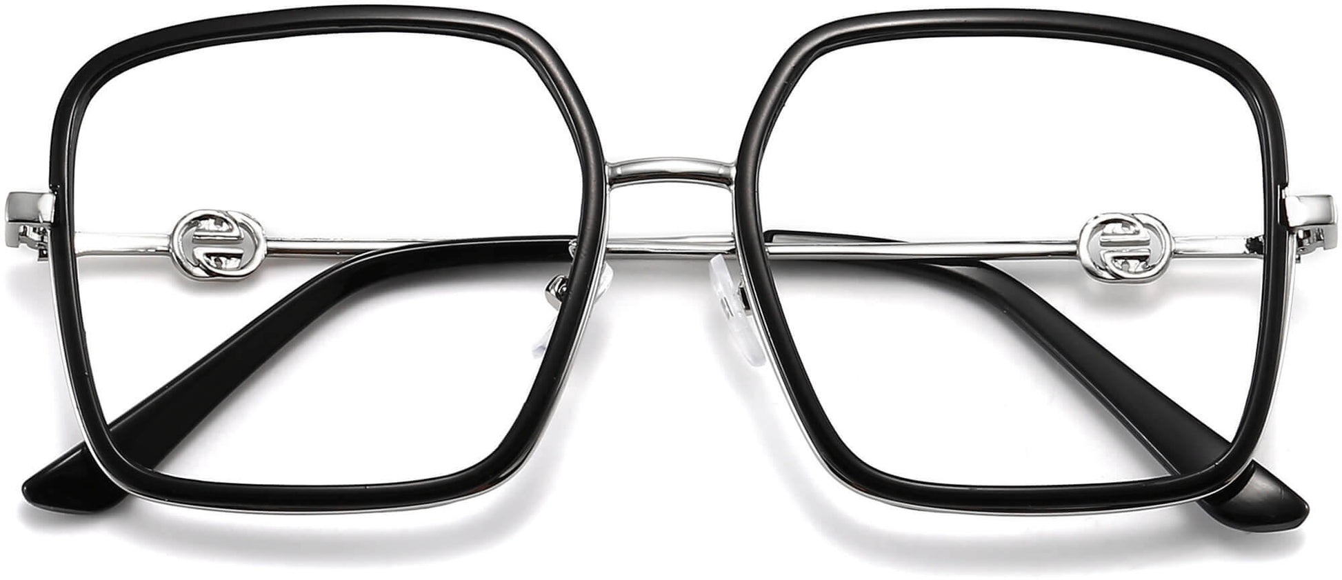 Esme Square Black Eyeglasses from ANRRI, closed view