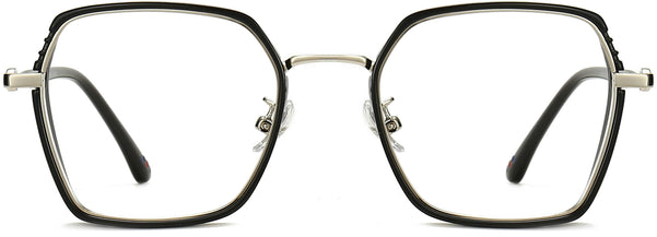 Esmeralda Geometric Black Silver Eyeglasses from ANRRI