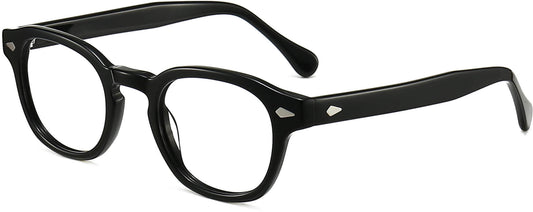 Everly Round Black Eyeglasses from ANRRI, angle view