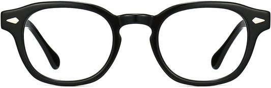 Everly Round Black Eyeglasses from ANRRI, front view