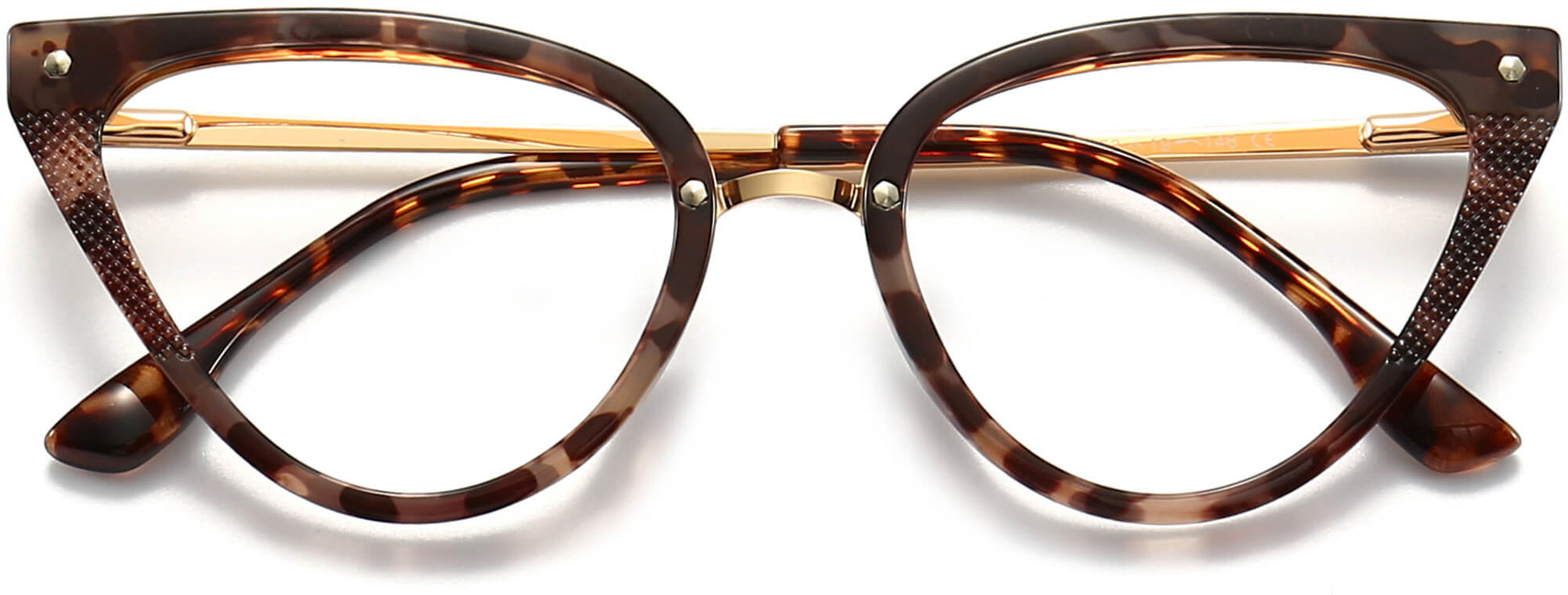 Faye Cateye Tortoise Eyeglasses from ANRRI, closed view