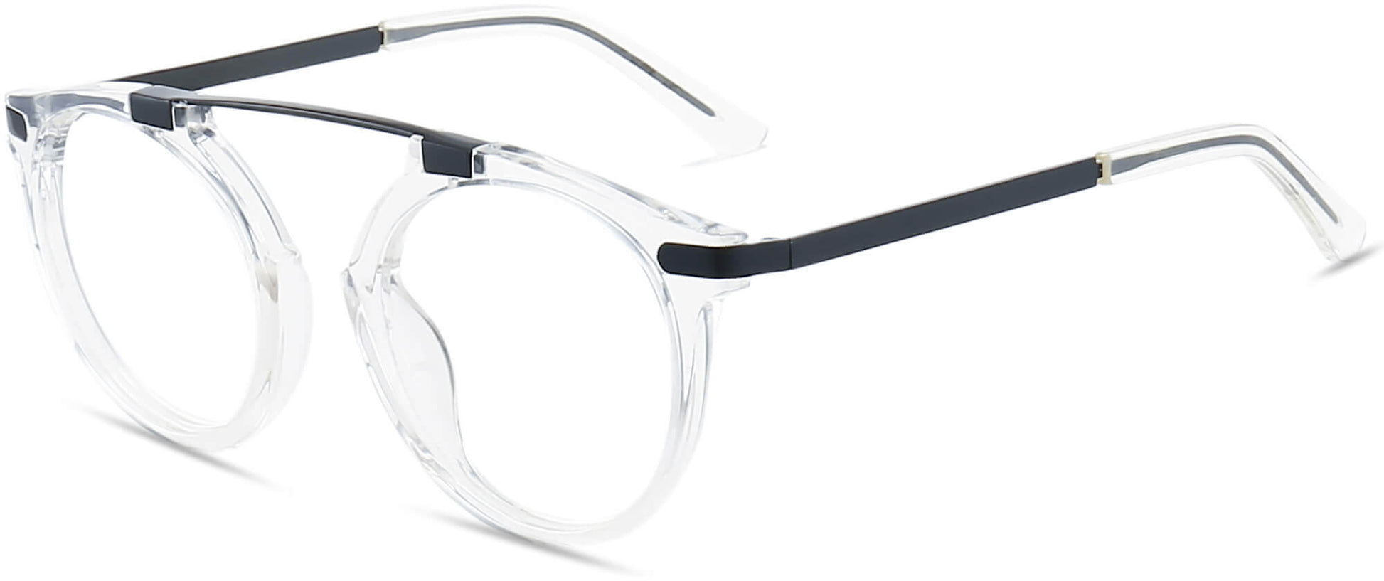 Finley Round Clear Eyeglasses from ANRRI, angle view