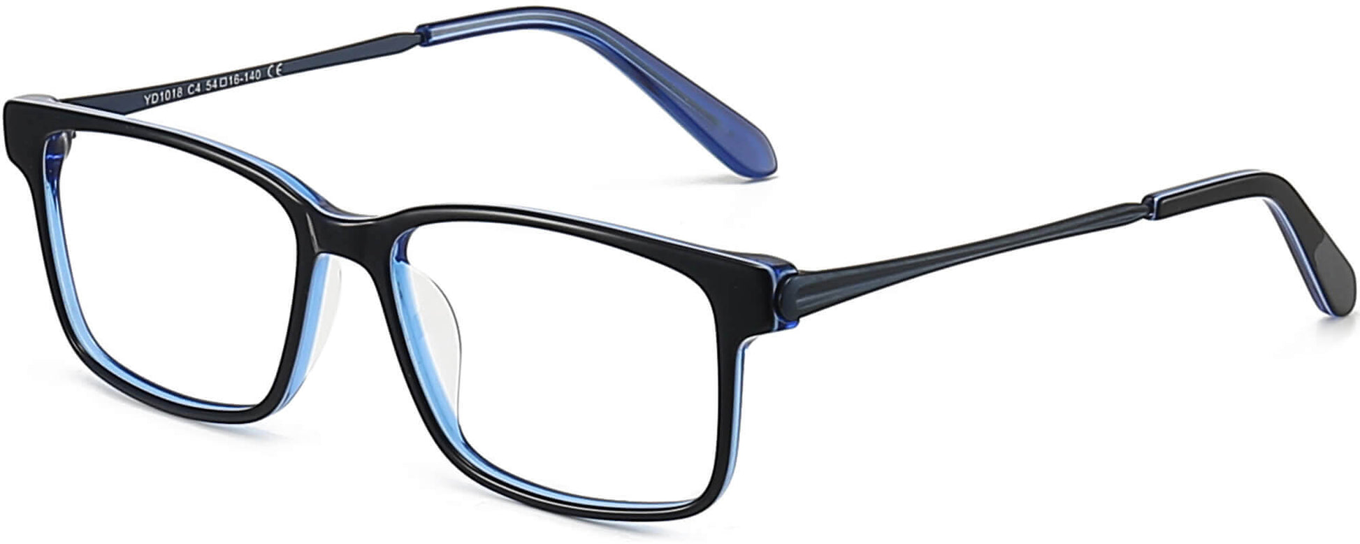 Finnegan Rectangle Blue Eyeglasses from ANRRI, angle view