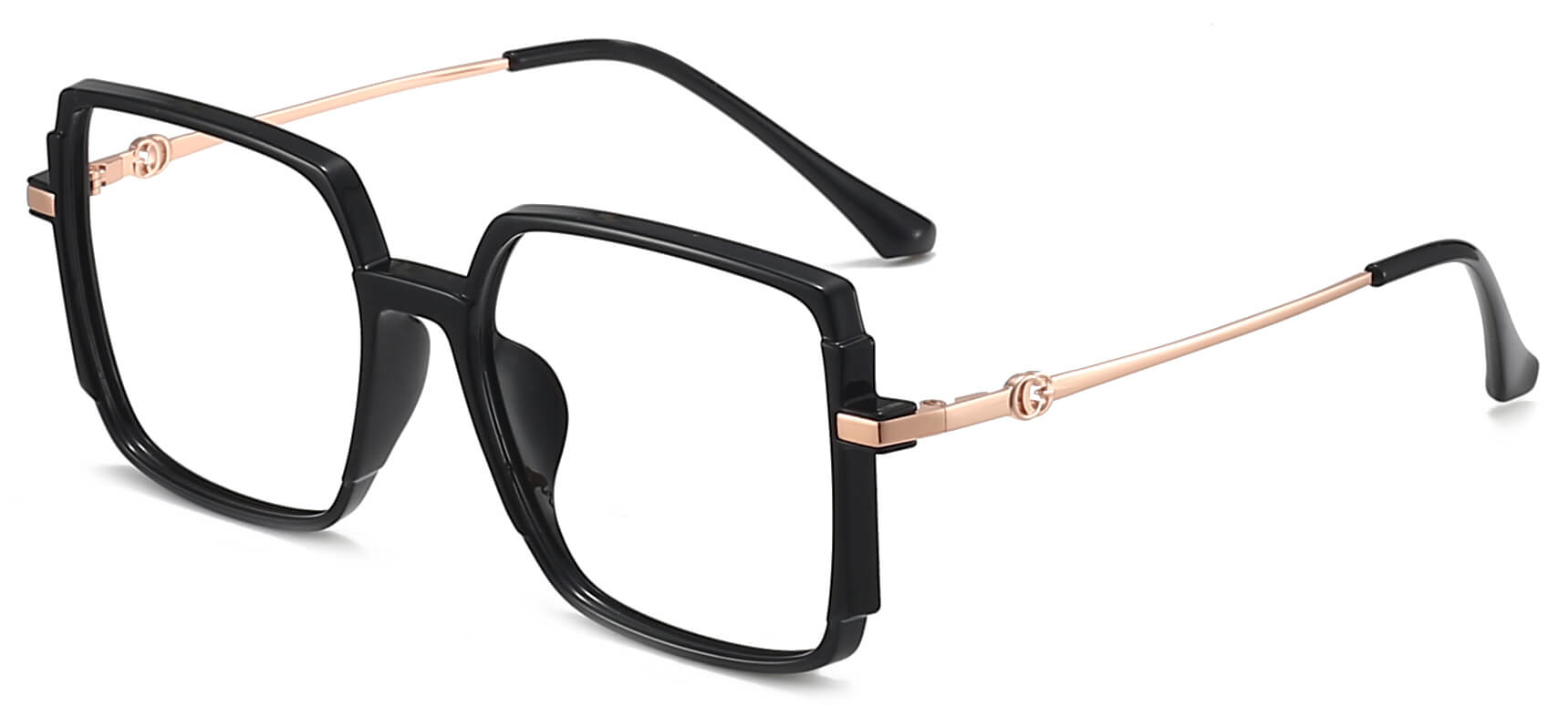 Florence Square Black Eyeglasses from ANRRI, angle view