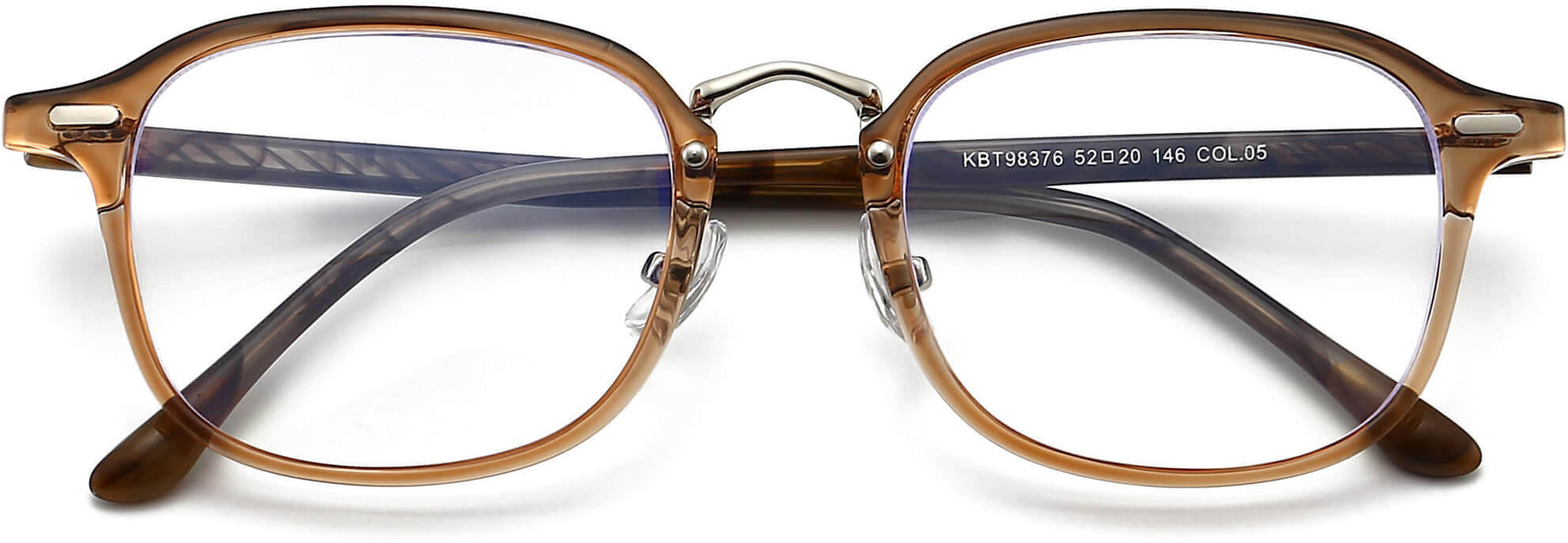Frances Rectangle Brown Eyeglasses from ANRRI, closed view
