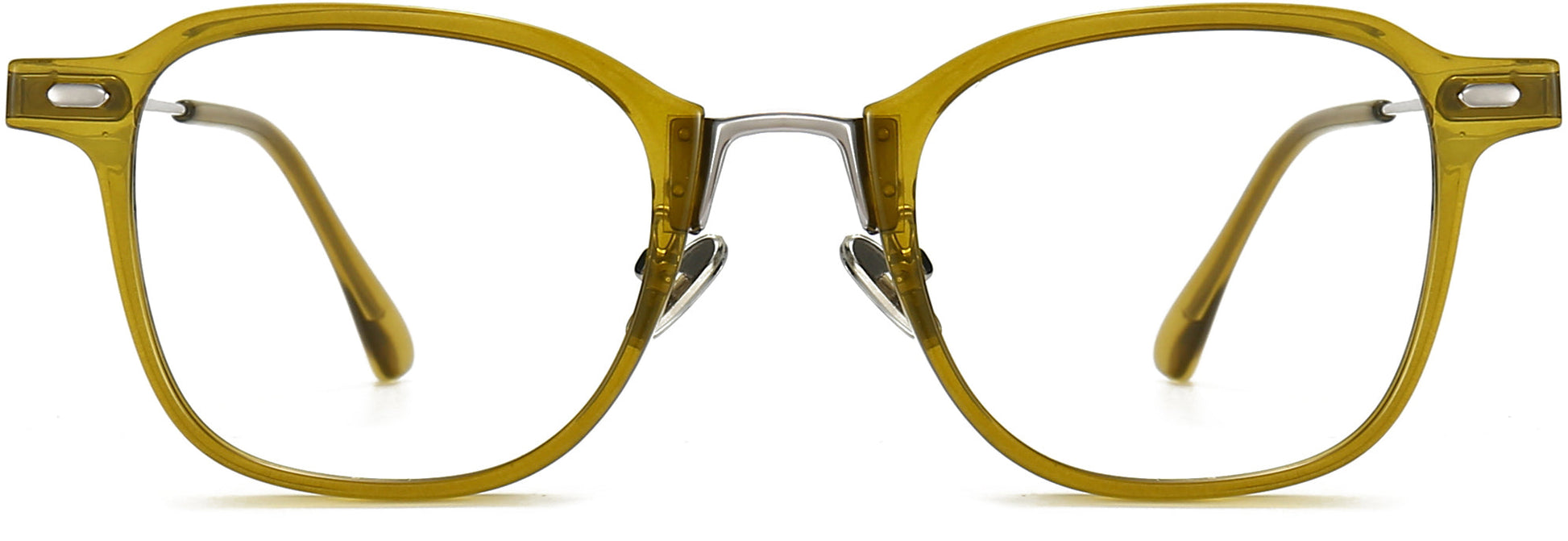 Frankie Square Green Eyeglasses from ANRRI, front view