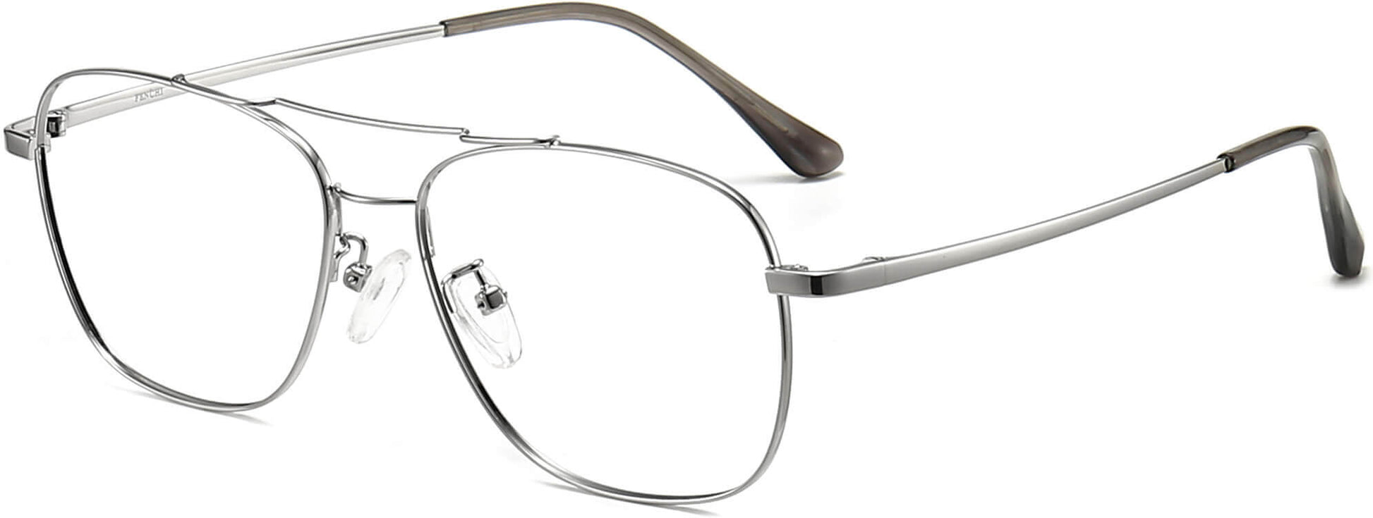 Gabriel Square Silver Eyeglasses from ANRRI, angle view