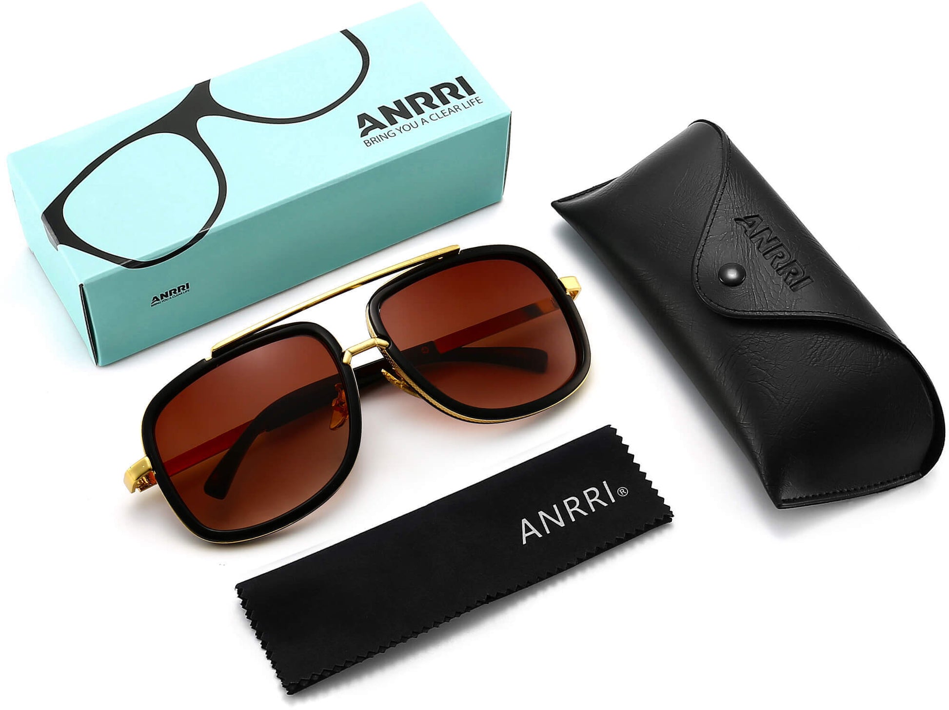 Gael Black Plastic Sunglasses with Accessories from ANRRI