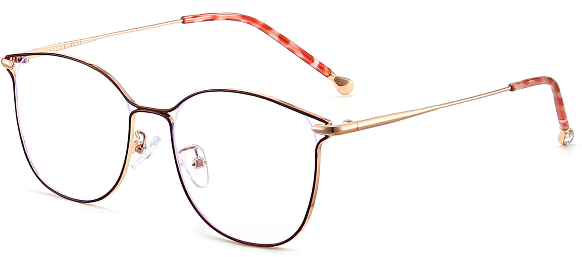 Gazelle metal gold pink Eyeglasses from ANRRI, angle view