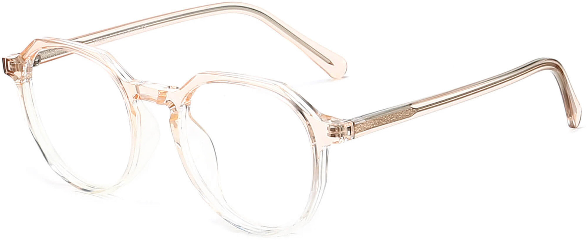 Gina Geometric Clear Pink Eyeglasses from ANRRI, angle view