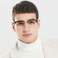 Gizeh Black Semi-rimless Eyeglasses for Male from ANRRI, Front View