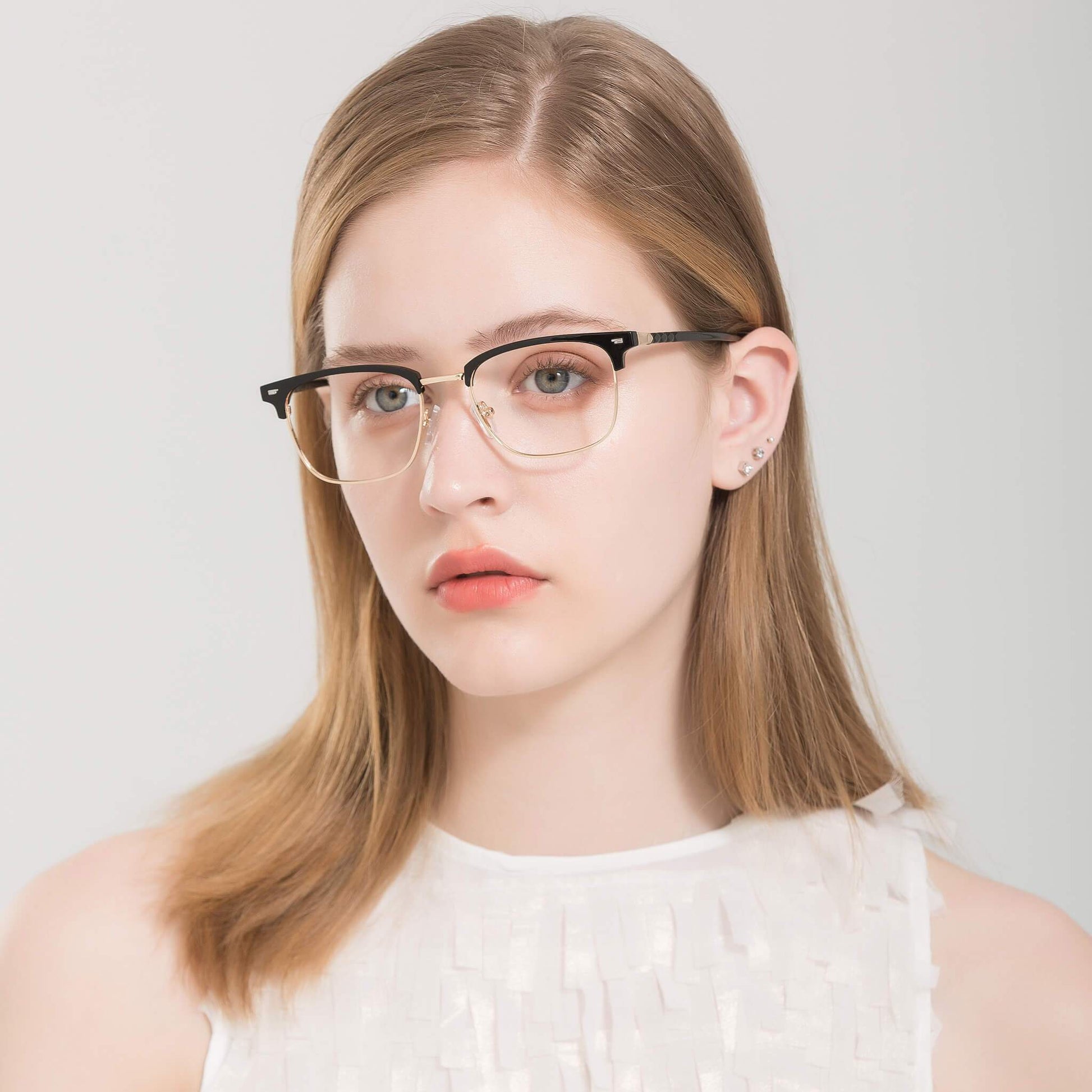 Gizeh Black Semi-rimless Eyeglasses for Unisex from ANRRI, Front View
