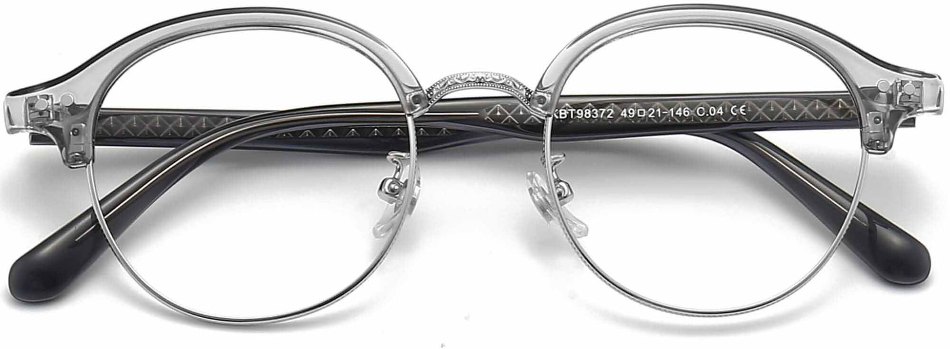 Grant Browline Gray Eyeglasses from ANRRI, closed view