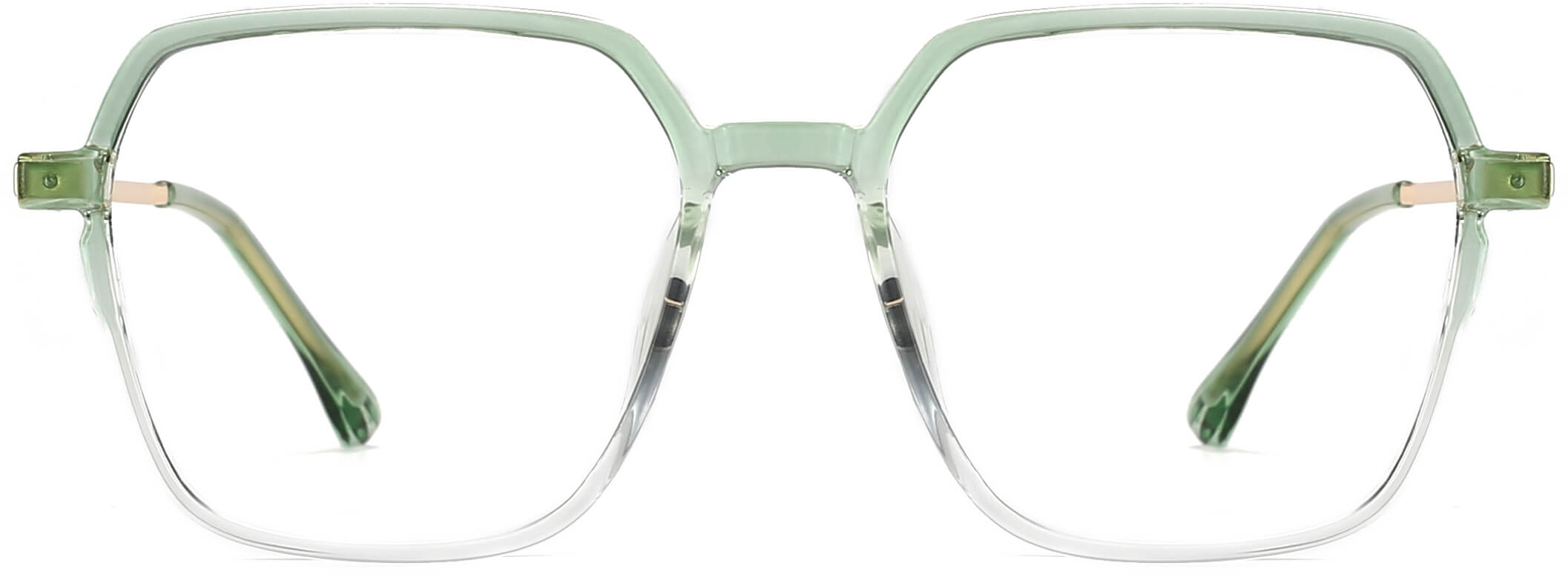 Greta Geometric Green Eyeglasses from ANRRI, front view