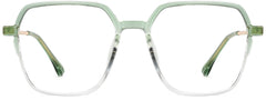 Greta Geometric Green Eyeglasses from ANRRI, front view