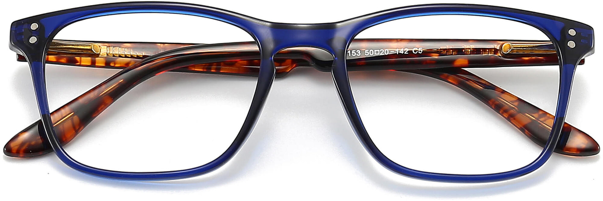 Gwendolyn Square Blue Eyeglasses from ANRRI, closed view