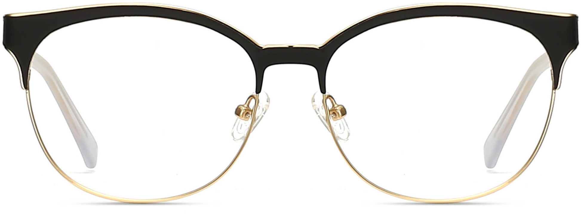 Hallie Round Black Eyeglasses from ANRRI, front view
