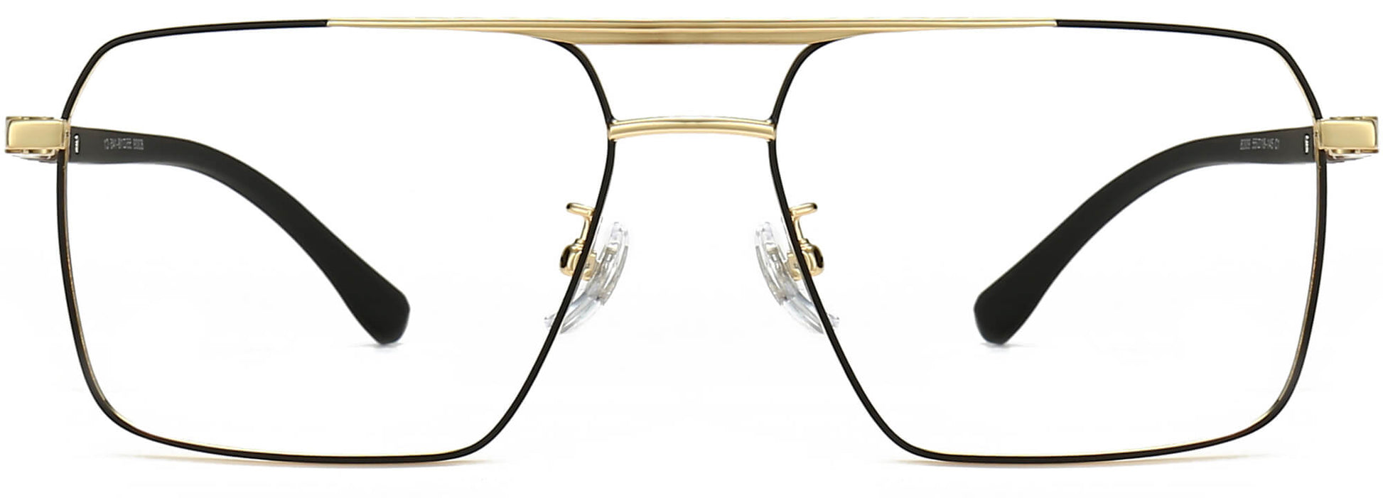 Hamza Square Black Eyeglasses from ANRRI, front view