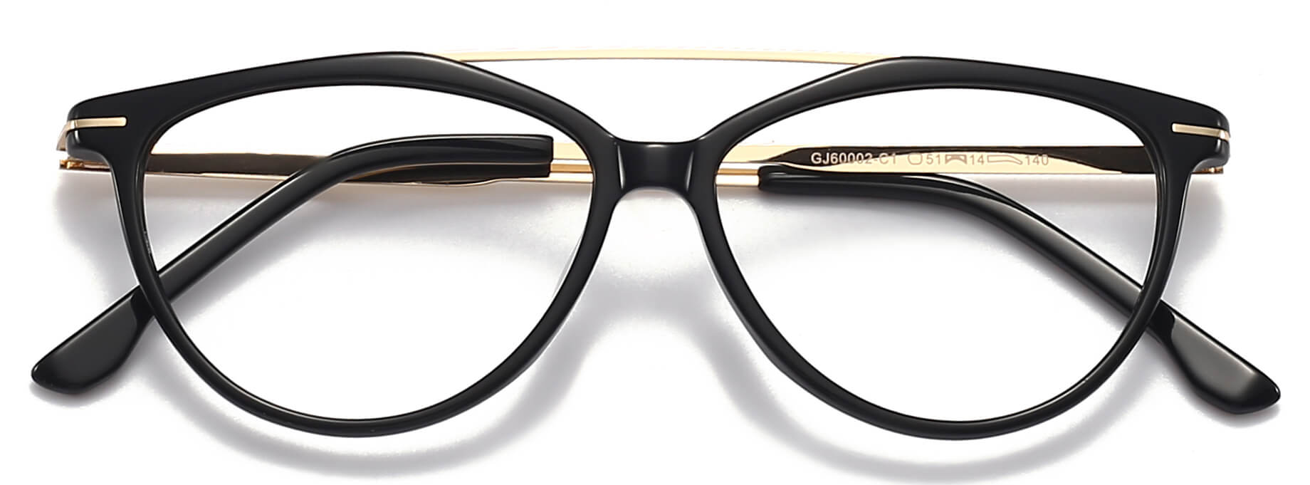 Hana Cateye Black Eyeglasses from ANRRI, closed view
