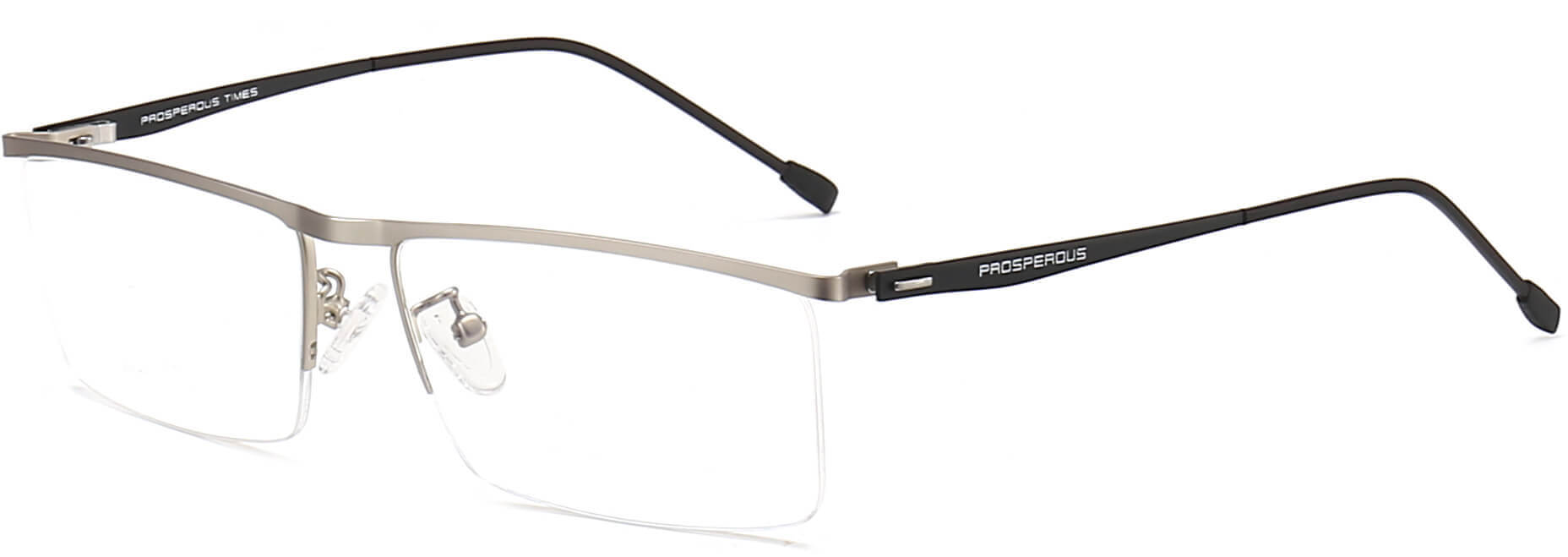 Harlan Rectangle Silver Eyeglasses from ANRRI, angle view