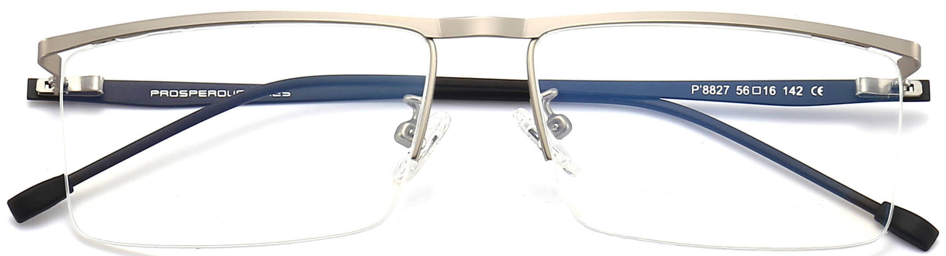 Harlan Rectangle Silver Eyeglasses from ANRRI, closed view