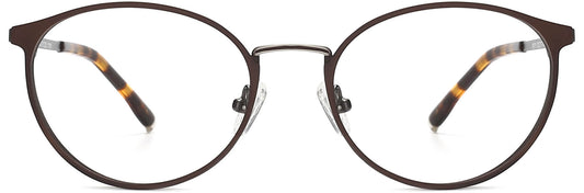 Haylee Round Brown Eyeglasses from ANRRI, front view
